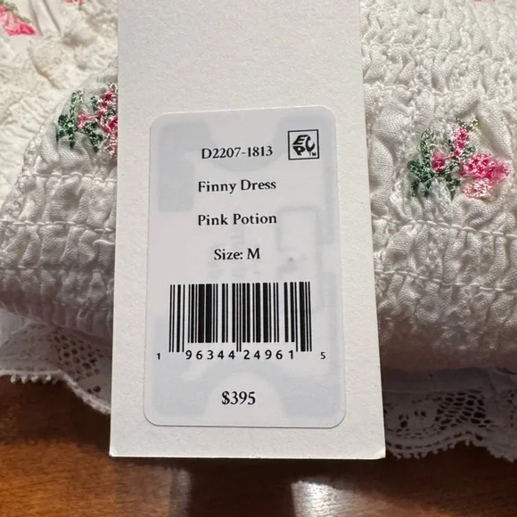 LoveShackFancy Finny Dress M NWT White Pink Floral Lace Smocked Mini Cottagecore - Picture 11 of 11
